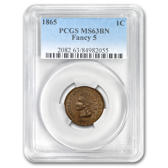 1865 Indian Head Cent MS-63 PCGS (Brown, Fancy 5) 1865 Indian Head Cent MS-63 PCGS (Brown, Fancy 5)