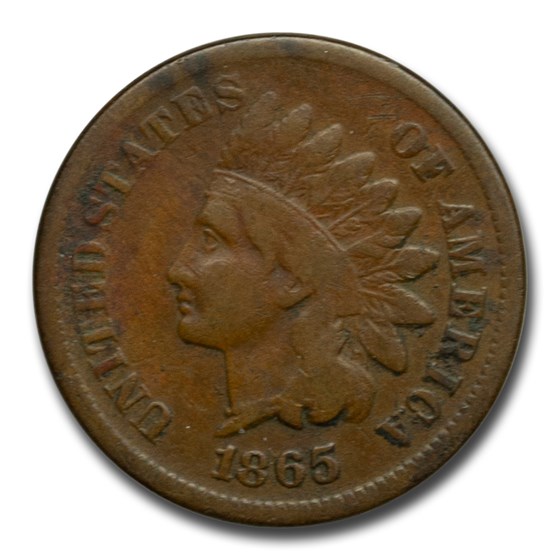 1865 Indian Head Cent Plain 5 VG 1865 Indian Head Cent Plain 5 VG