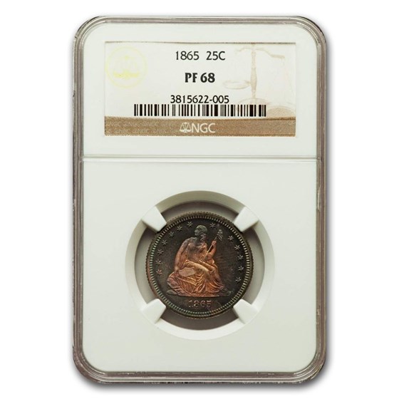 1865 Liberty Seated Quarter PF-68 NGC 1865 Liberty Seated Quarter PF-68 NGC