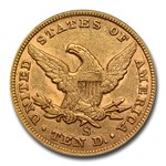 1865-S $10 Liberty Gold Eagle AU-50 PCGS (865/Inverted 186)
