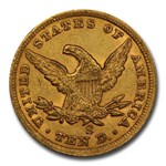 1865-S $10 Liberty Gold Eagle AU-55 PCGS CAC (865/Inverted 186)