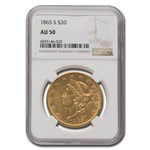 1865-S $20 Liberty Gold Double Eagle AU-50 NGC