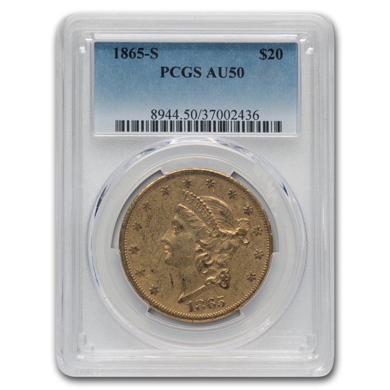 1865-S $20 Liberty Gold Double Eagle AU-50 PCGS 1865-S $20 Liberty Gold Double Eagle AU-50 PCGS
