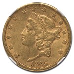 1865-S $20 Liberty Gold Double Eagle AU-53 NGC