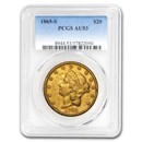 1865-S $20 Liberty Gold Double Eagle AU-53 PCGS