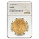 1865-S $20 Liberty Gold Double Eagle MS-64 NGC