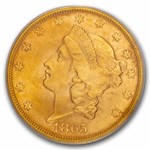 1865-S $20 Liberty Gold Double Eagle MS-65 ICG (Brother Jonathan)