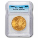 1865-S $20 Liberty Gold Double Eagle MS-65 ICG (Brother Jonathan)