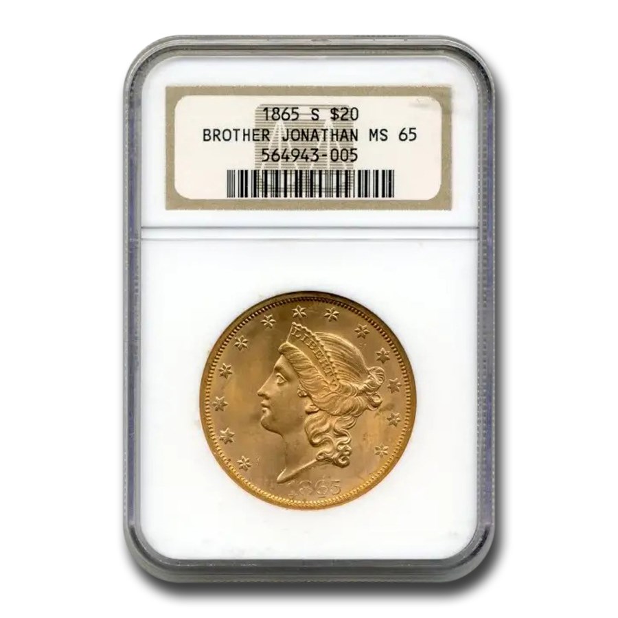 1865-S $20 Liberty Gold Double Eagle MS-65 NGC (Brother Jonathon)