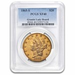 1865-S $20 Liberty Gold Double Eagle XF-40 PCGS
