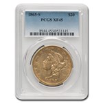 1865-S $20 Liberty Gold Double Eagle XF-45 PCGS