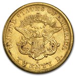 1865-S $20 Liberty Gold Double Eagle XF Details (Cleaned)