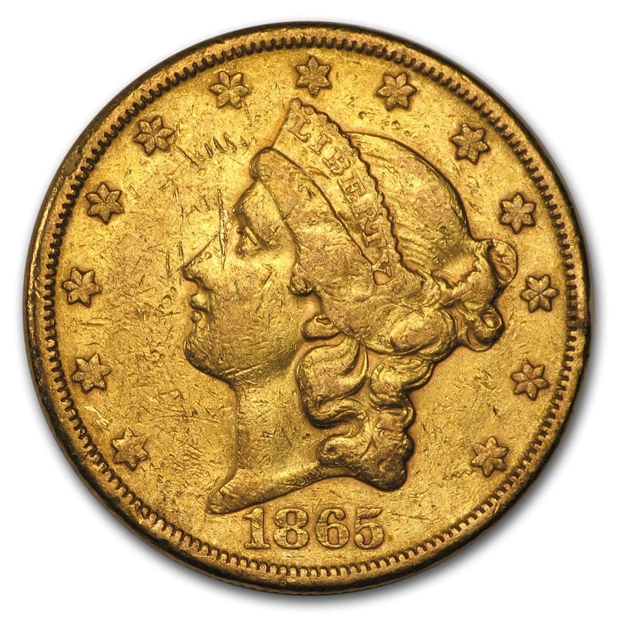 1865-S $20 Liberty Gold Double Eagle XF