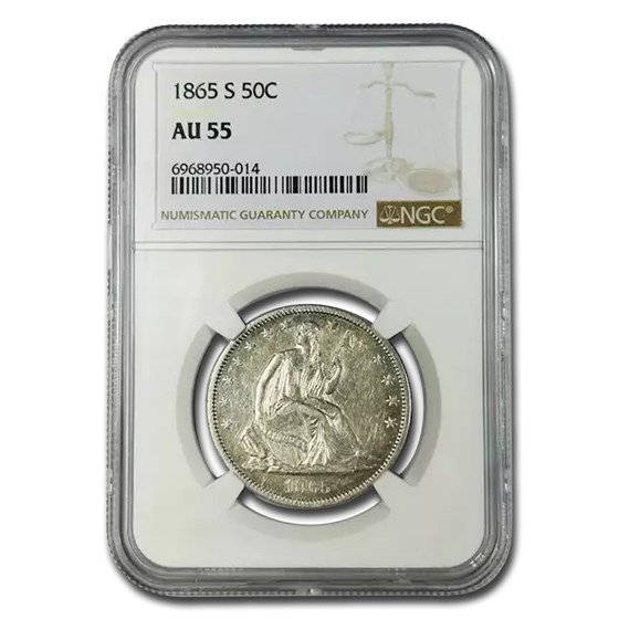 1865-S Liberty Seated Half Dollar AU-55 NGC 1865-S Liberty Seated Half Dollar AU-55 NGC