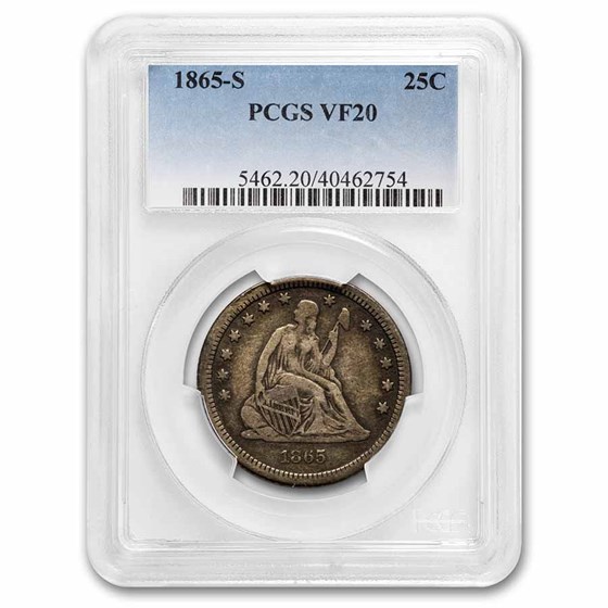 1865-S Liberty Seated Quarter VF-20 PCGS 1865-S Liberty Seated Quarter VF-20 PCGS