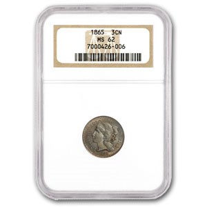 1865 Three Cent Nickel MS-62 NGC 1865 Three Cent Nickel MS-62 NGC