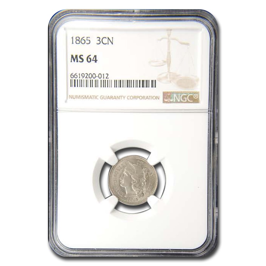 1865 Three Cent Nickel MS-64 NGC