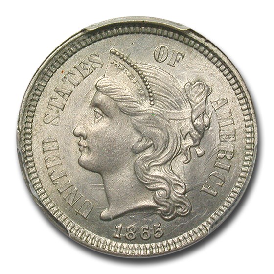 1865 Three Cent Nickel MS-64 PCGS 1865 Three Cent Nickel MS-64 PCGS