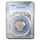 1865 Three Cent Nickel MS-64 PCGS