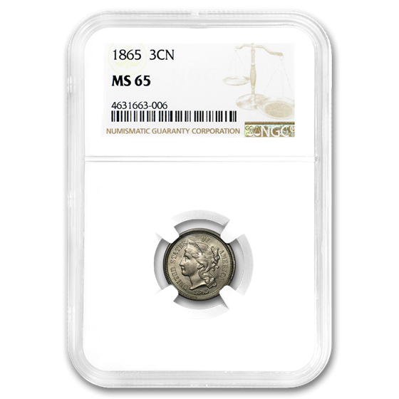1865 Three Cent Nickel MS-65 NGC 1865 Three Cent Nickel MS-65 NGC