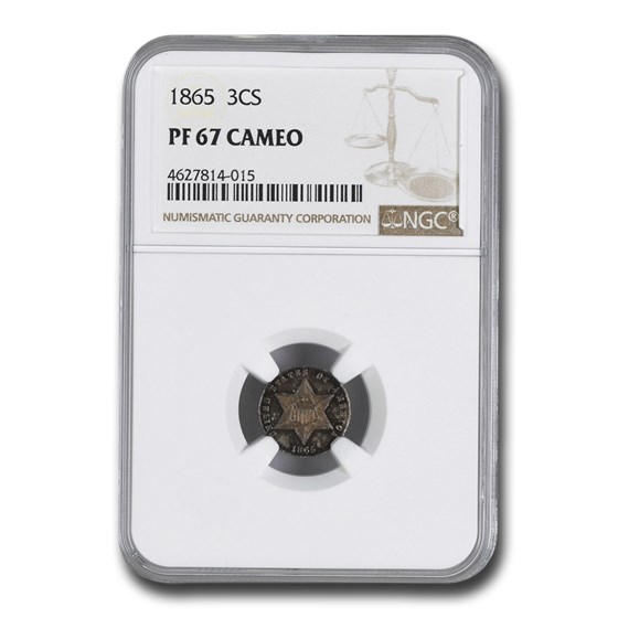 1865 Three Cent Silver PF-67 Cameo NGC 1865 Three Cent Silver PF-67 Cameo NGC