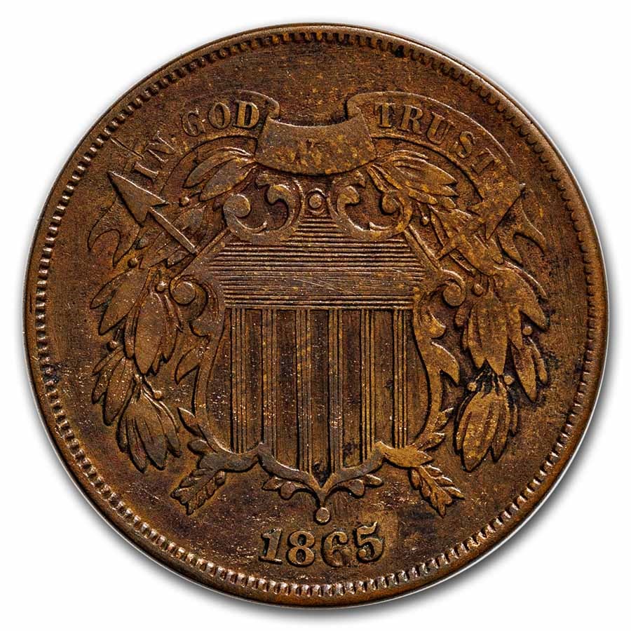 1865 Two Cent Piece Fancy 5 VF