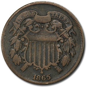 1865 Two Cent Piece Fine
