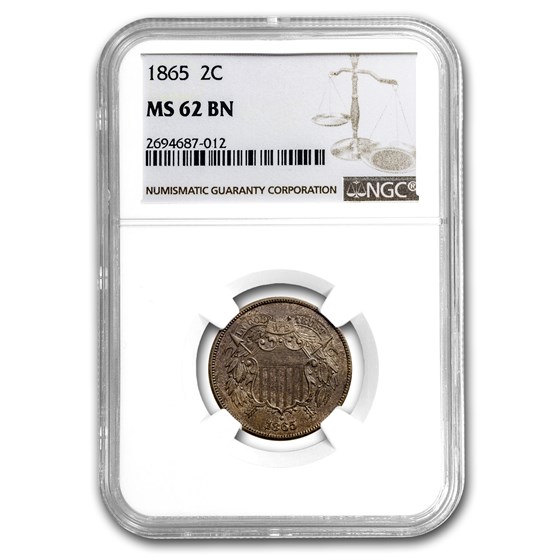 1865 Two Cent Piece MS-62 NGC (Brown) 1865 Two Cent Piece MS-62 NGC (Brown)