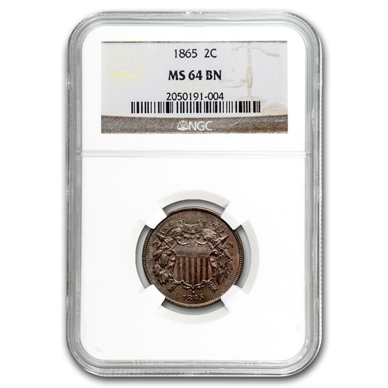 1865 Two Cent Piece MS-64 NGC (Brown) 1865 Two Cent Piece MS-64 NGC (Brown)