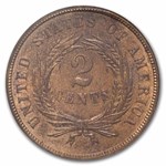 1865 Two Cent Piece MS-64 PCGS (Red/Brown)