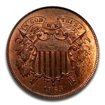 1865 Two Cent Piece MS-66 NGC (Red/Brown)