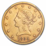 1866 $10 Liberty Gold Eagle XF-40 NGC (Motto)