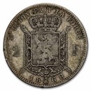 1866-1868 Belgium Silver 2 Francs Avg Circ