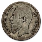 1866-1868 Belgium Silver 2 Francs Avg Circ