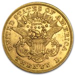 1866-1876 $20 Liberty Gold Double Eagle Type 2 AU
