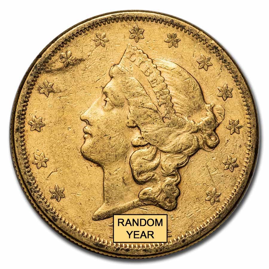1866-1876 $20 Liberty Gold Double Eagle Type 2 VF