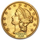 1866-1876 $20 Liberty Gold Double Eagle Type 2 XF
