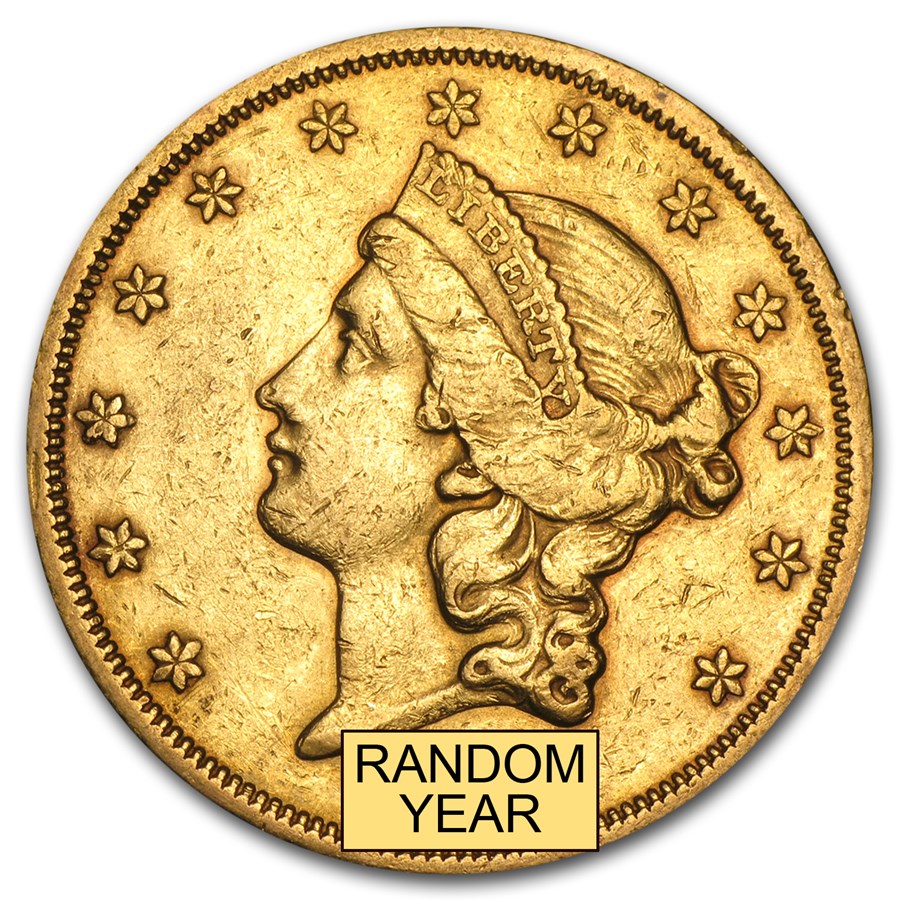 1866-1876 $20 Liberty Gold Double Eagle Type 2 XF