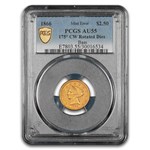 1866 $2.50 Liberty Gold Quarter Eagle AU-55 PCGS CW Rotated Dies