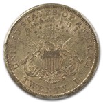 1866 $20 Liberty Gold Double Eagle AU-50 PCGS (w/Motto)