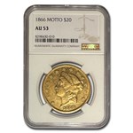 1866 $20 Liberty Gold Double Eagle AU-53 NGC (w/Motto)