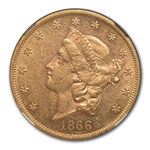 1866 $20 Liberty Gold Double Eagle AU-55 NGC (Motto)