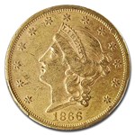1866 $20 Liberty Gold Double Eagle AU-55 PCGS (w/Motto)