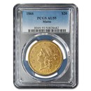 1866 $20 Liberty Gold Double Eagle AU-55 PCGS (w/Motto)