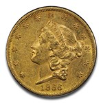 1866 $20 Liberty Gold Double Eagle AU-58 PCGS (w/Motto)