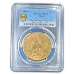 1866 $20 Liberty Gold Double Eagle MS-60 PCGS (Motto)
