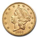 1866 $20 Liberty Gold Double Eagle MS-62 PCGS (w/Motto)