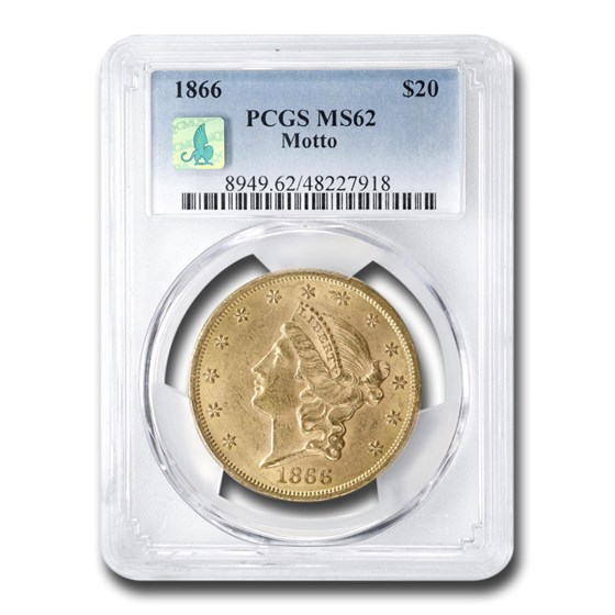 1866 $20 Liberty Gold Double Eagle MS-62 PCGS (w/Motto) 1866 $20 Liberty Gold Double Eagle MS-62 PCGS (w/Motto)