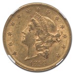 1866 $20 Liberty Gold Double Eagle w/Motto AU-50 NGC