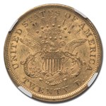 1866 $20 Liberty Gold Double Eagle w/Motto AU-50 NGC